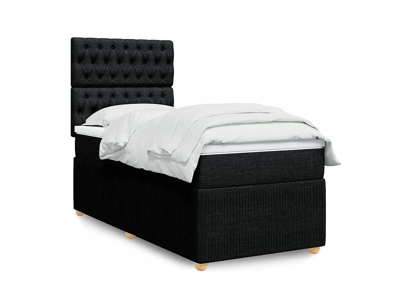 Lattenbodem en matras Zwart 80x200 cm Stof