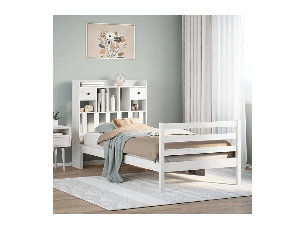 Wit boekenkastbed zonder matras 90x190cm massief grenenhout