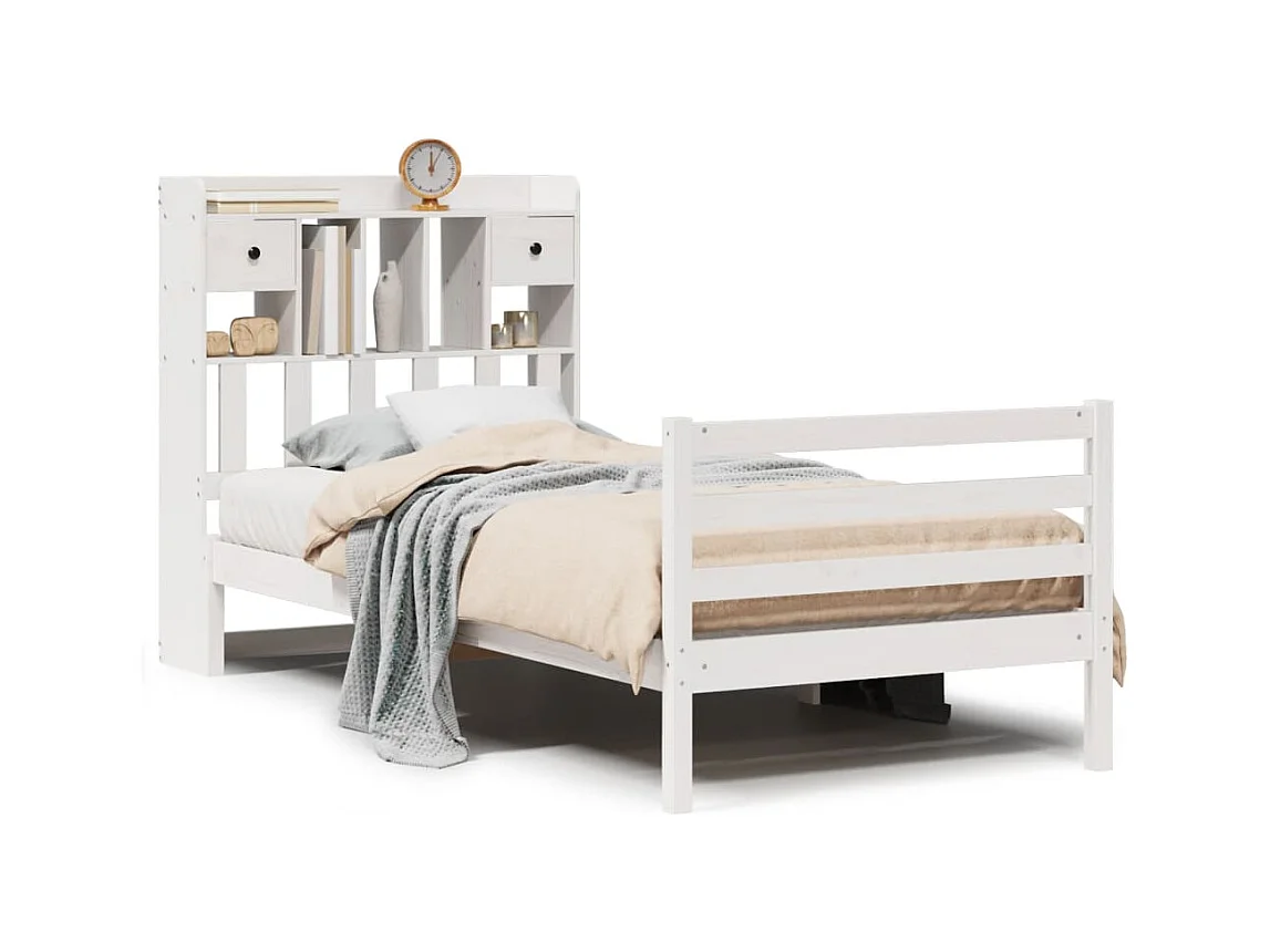 Wit boekenkastbed zonder matras 90x190cm massief grenenhout