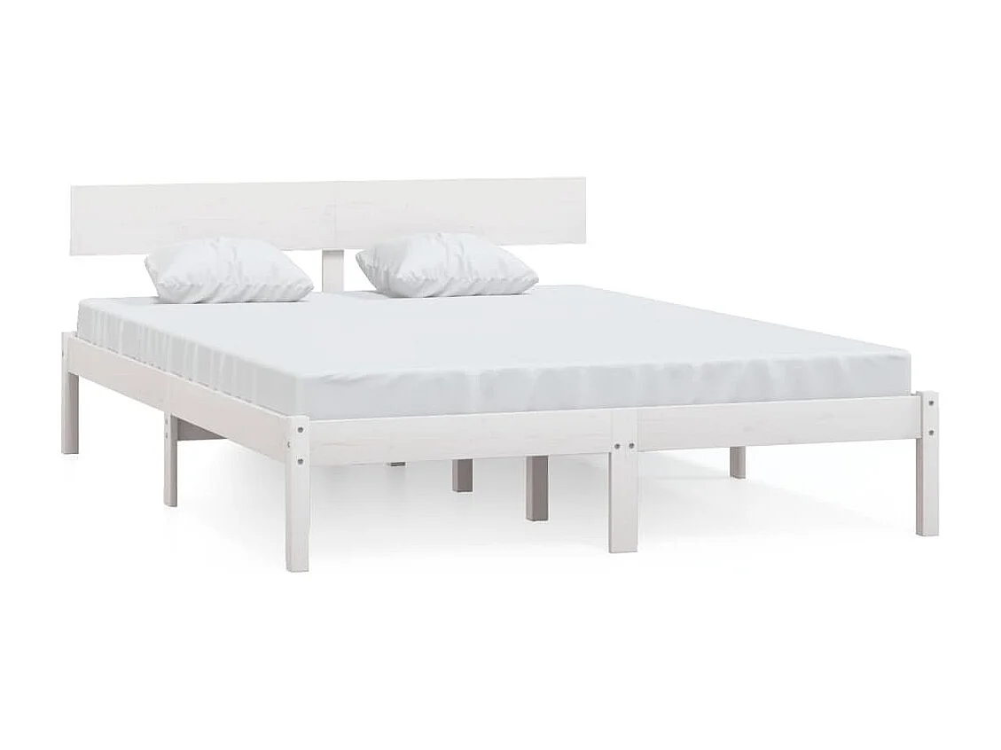 Cadre de lit sans matelas blanc bois massif 140x200 cm