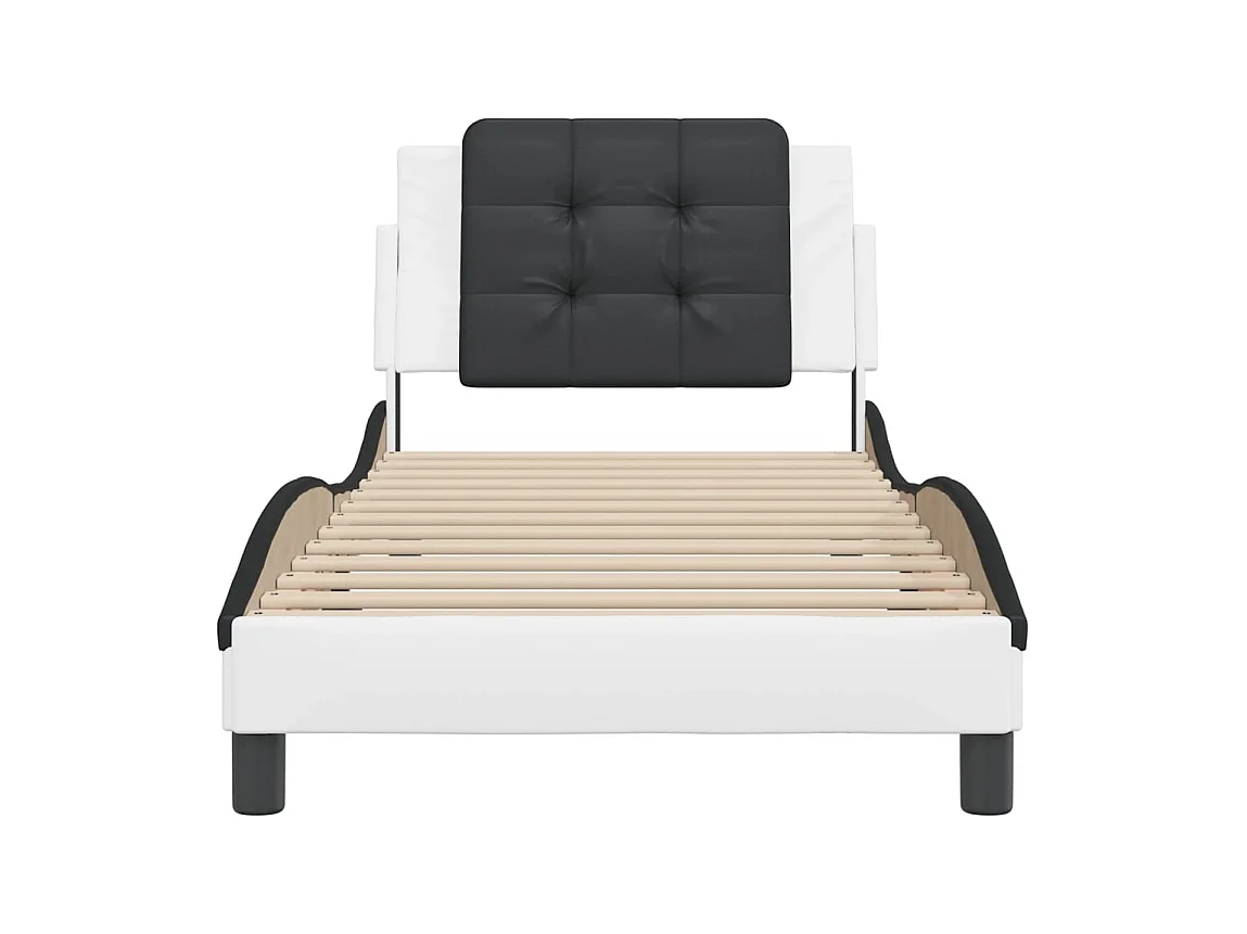 Struttura letto senza materasso bianco e nero 80x200 cm ecopelle