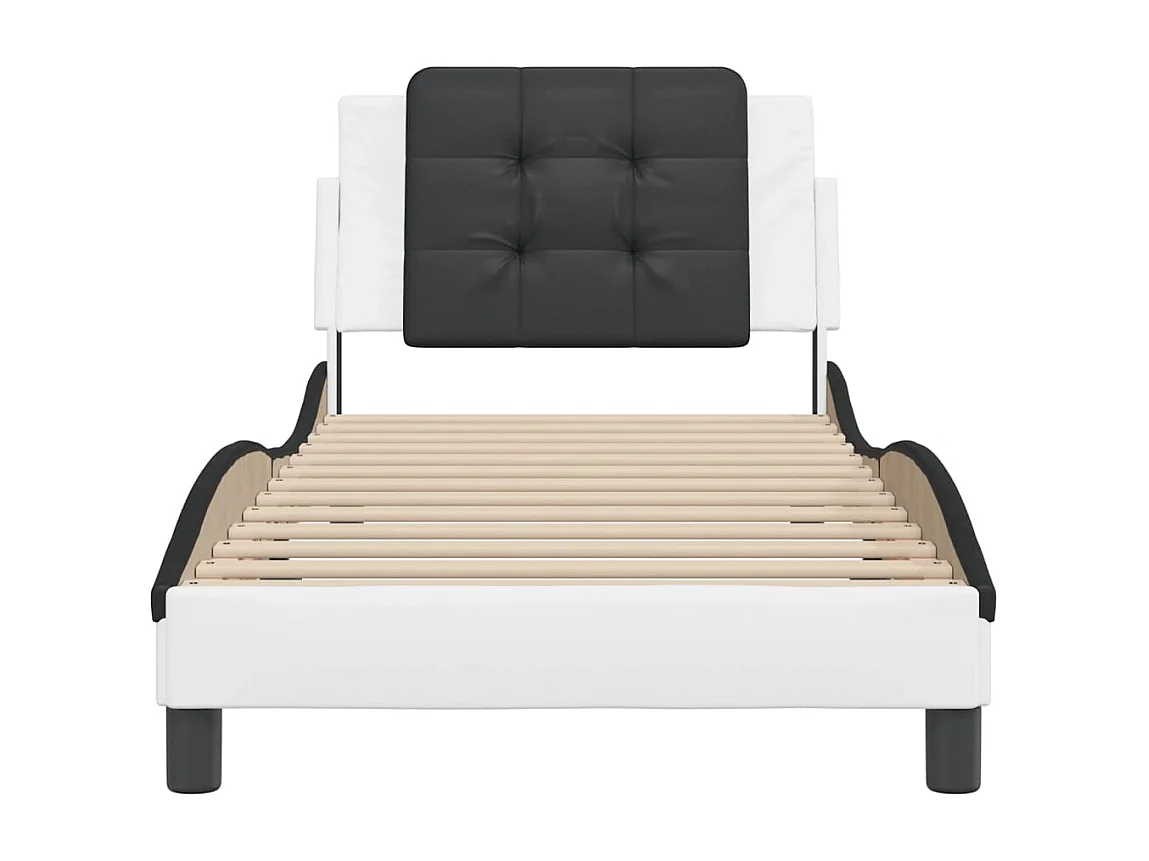 Cadre de lit sans matelas blanc et noir 80x200 cm similicuir