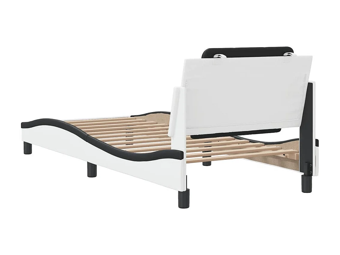 Cadre de lit sans matelas blanc et noir 80x200 cm similicuir