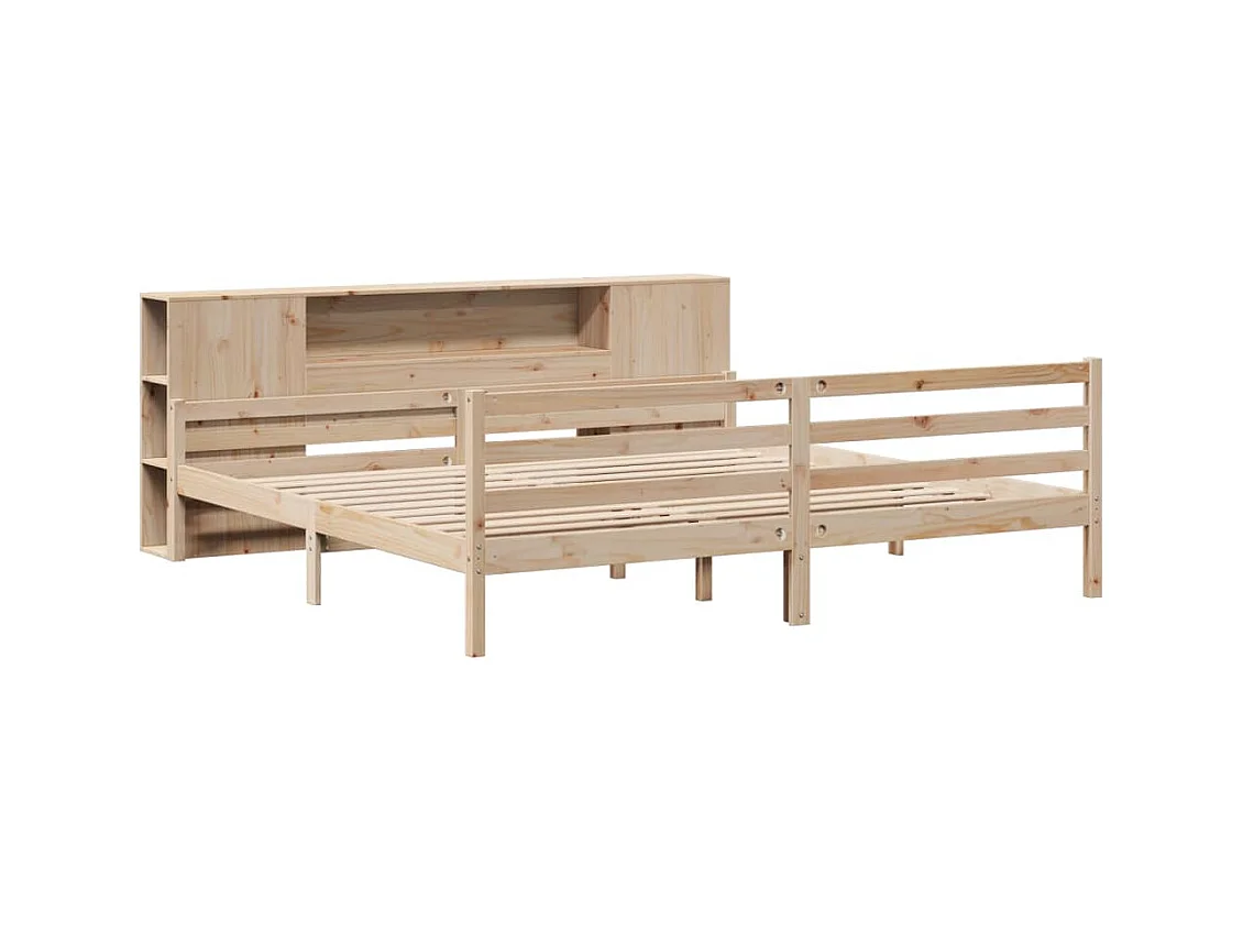 Letto a libreria senza materasso 200x200 cm in legno massello di pino