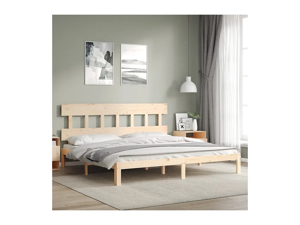 Struttura letto senza materasso 200x200 cm in legno massello di pino