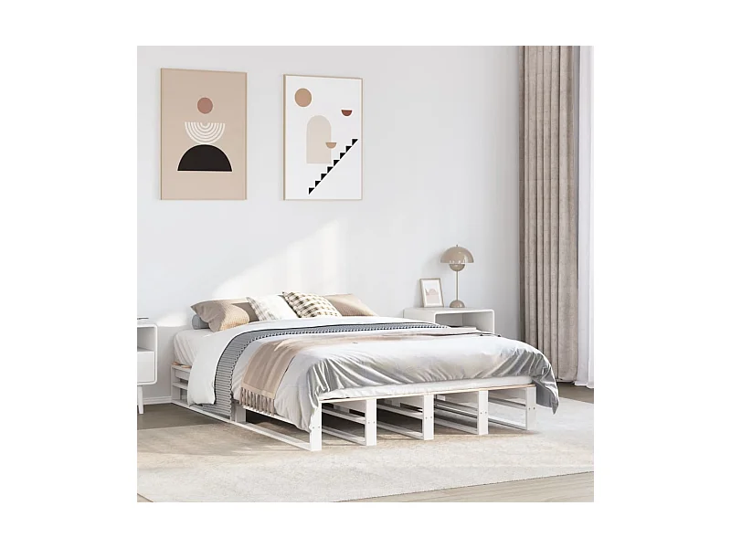 Struttura letto senza materasso bianco 135x190 cm in legno massello di pino