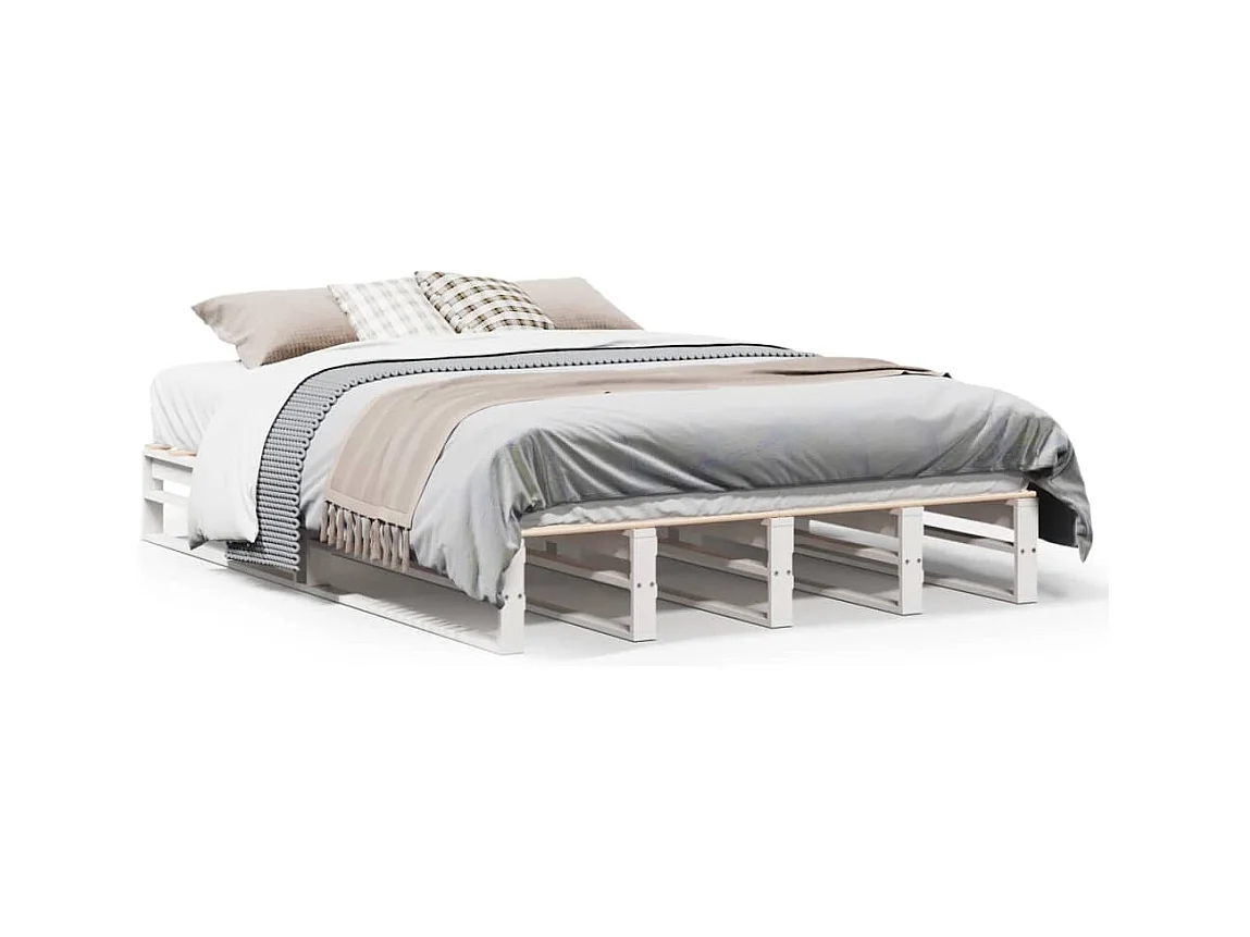 Struttura letto senza materasso bianco 135x190 cm in legno massello di pino