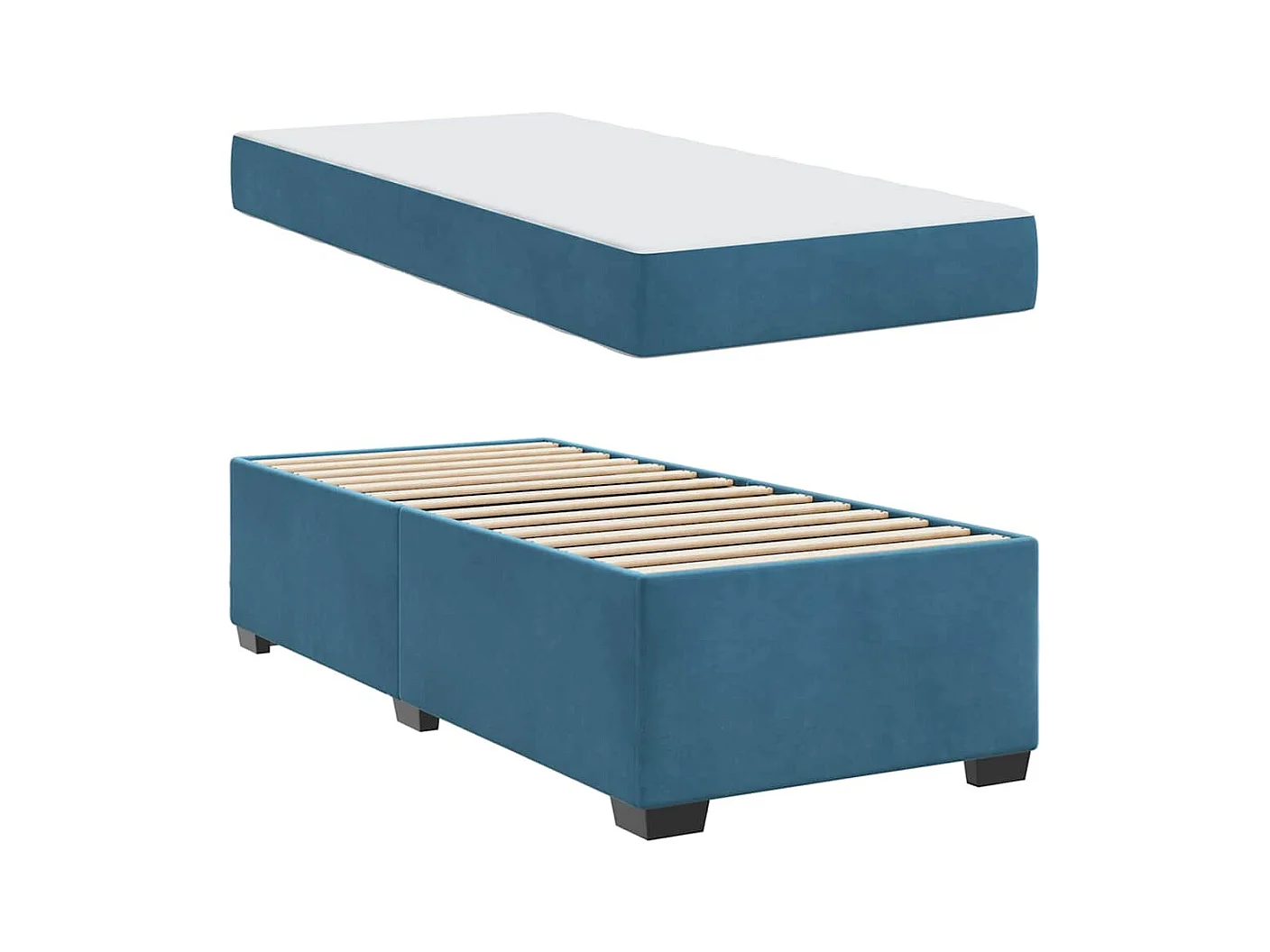 Bedframe met matras Donkerblauw 90 x 200 cm Fluweel