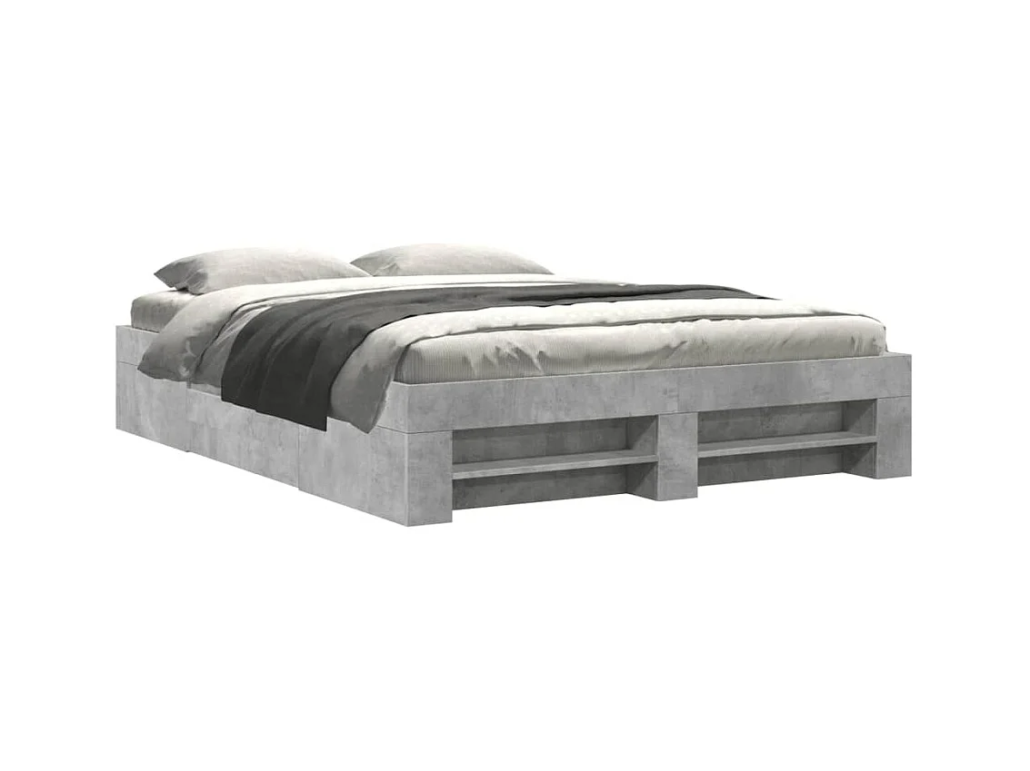 Betongrijs bedframe zonder matras 160x200 cm bewerkt hout