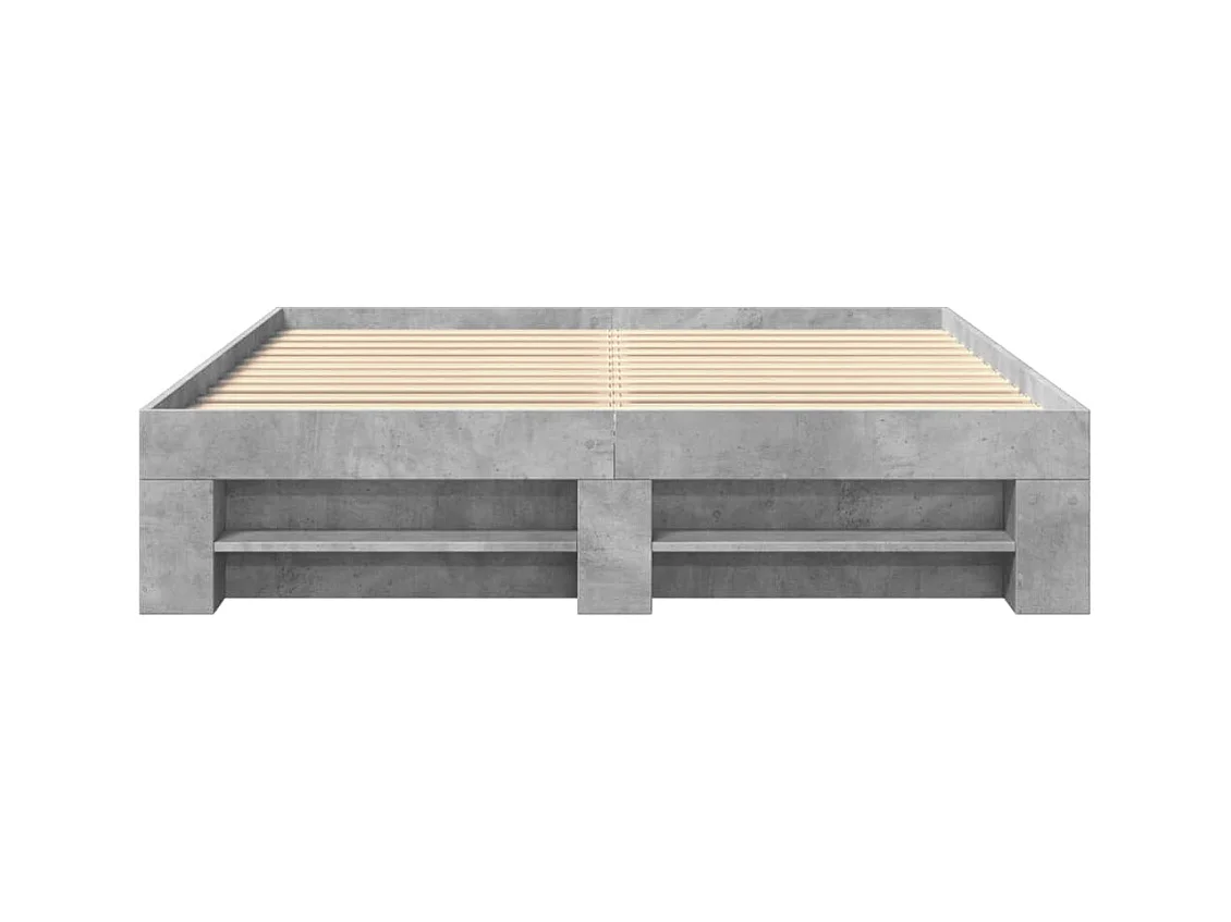 Betongrijs bedframe zonder matras 160x200 cm bewerkt hout