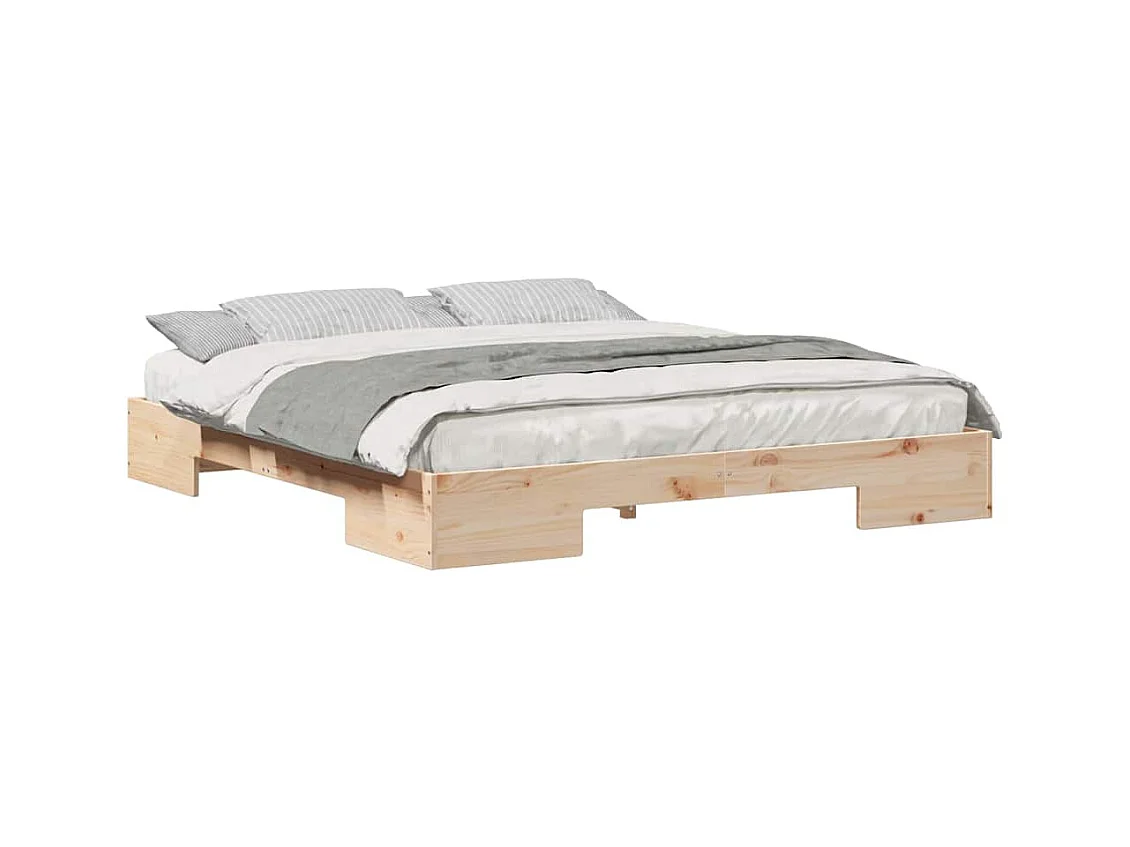 Verhoogd bedframe bruin 180 x 200 cm massief grenenhout