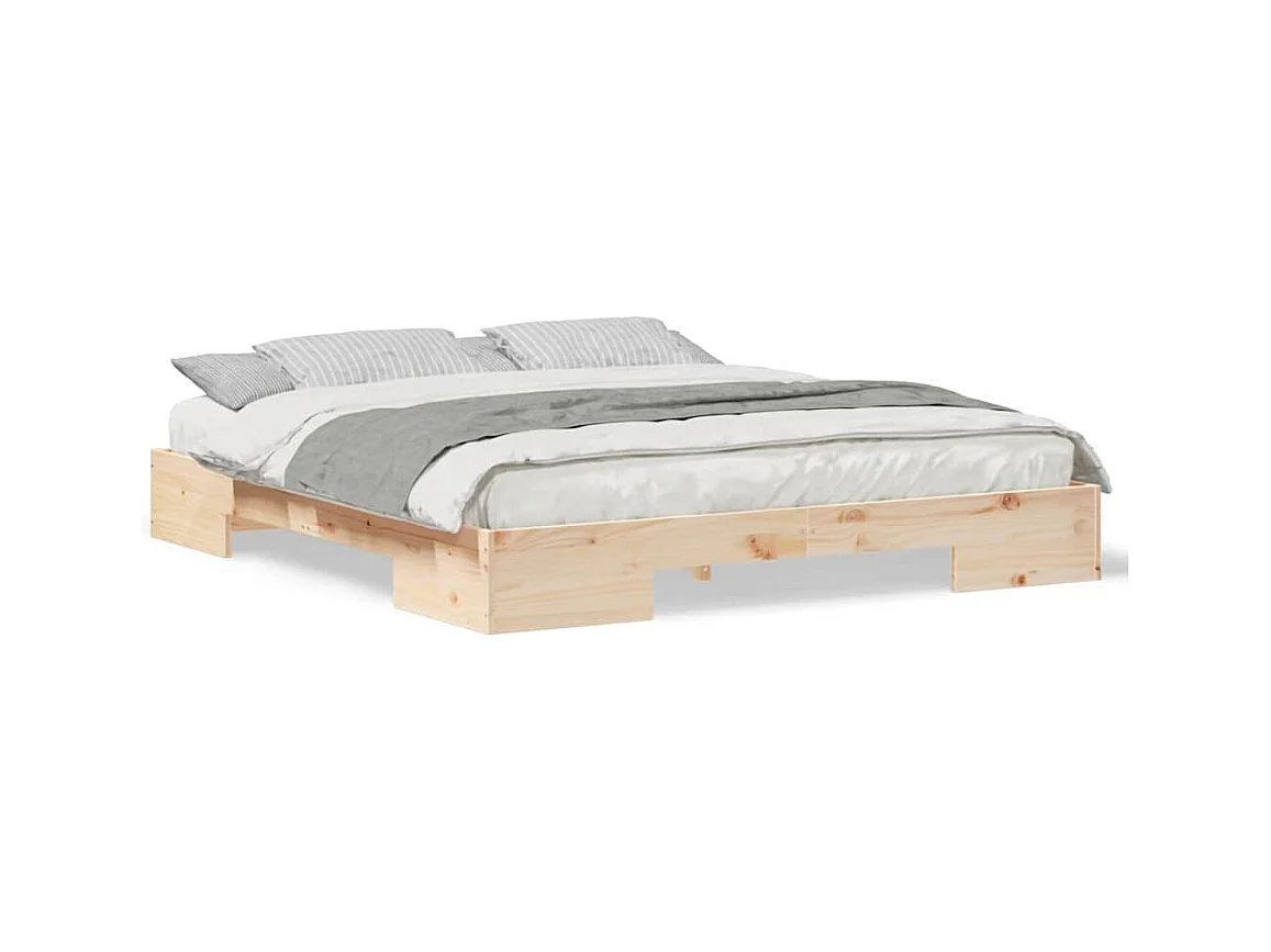 Verhoogd bedframe bruin 180 x 200 cm massief grenenhout