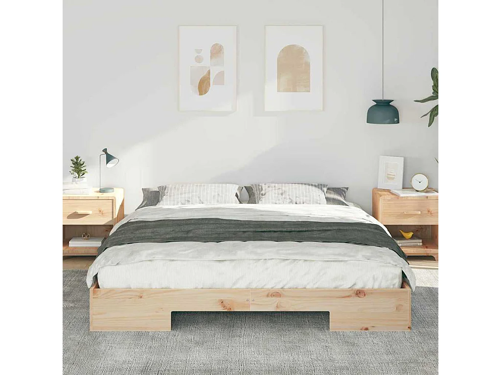 Cadre de lit surélevé Marron 180 x 200 cm Bois massif en pin