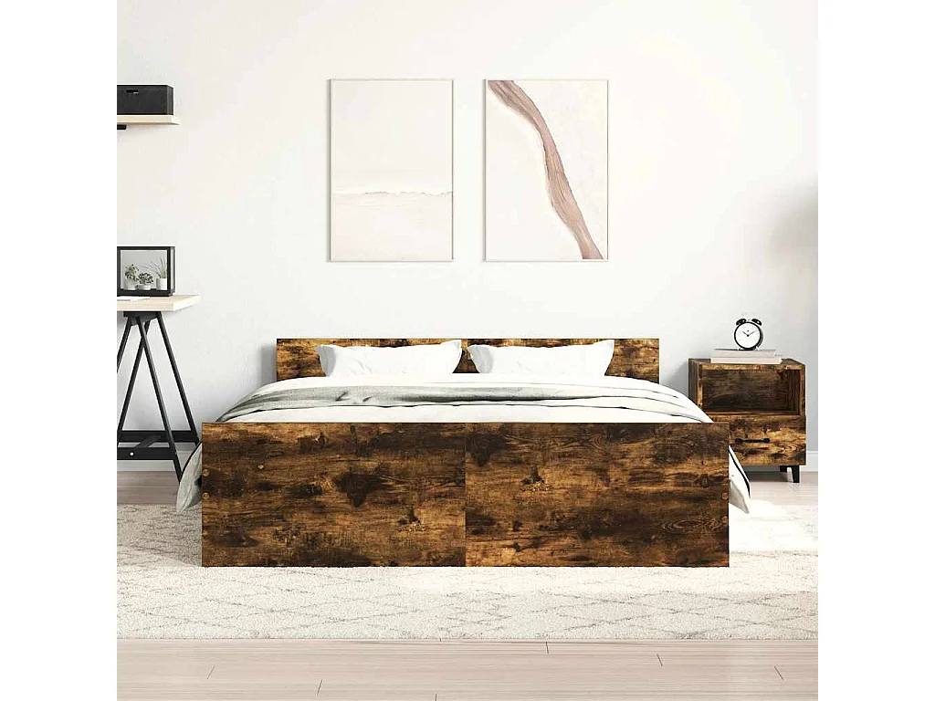 Cadre de lit sans matelas chêne fumé 150x200 cm