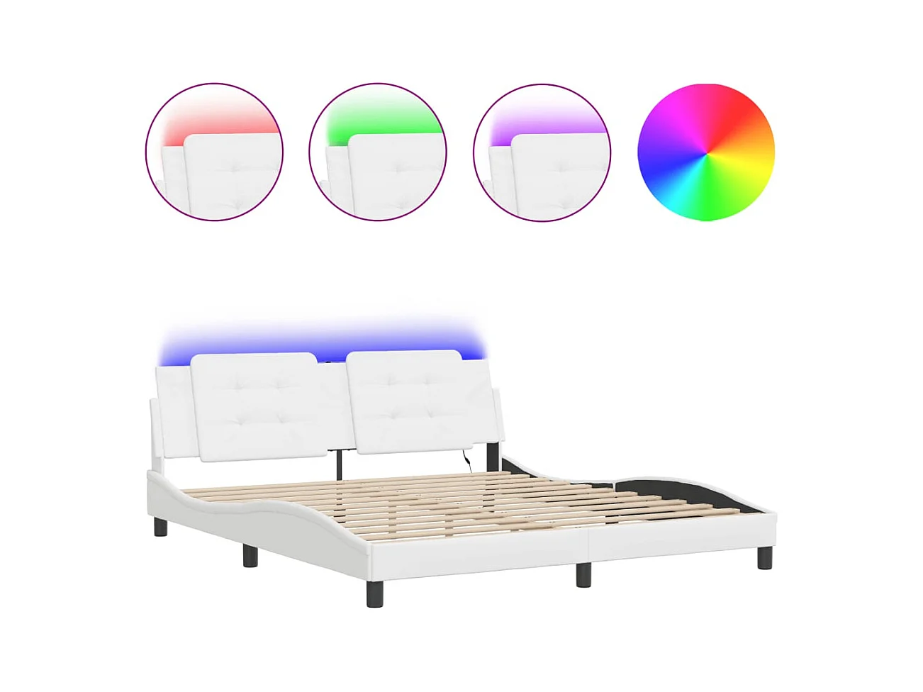 Bettgestell mit LED ohne Matratze weiß 180x200 cm