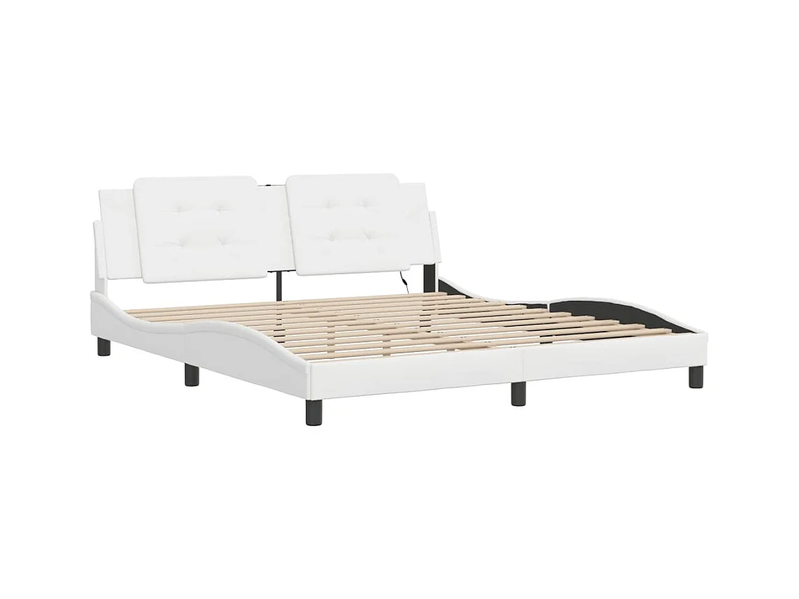 Bettgestell mit LED ohne Matratze weiß 180x200 cm