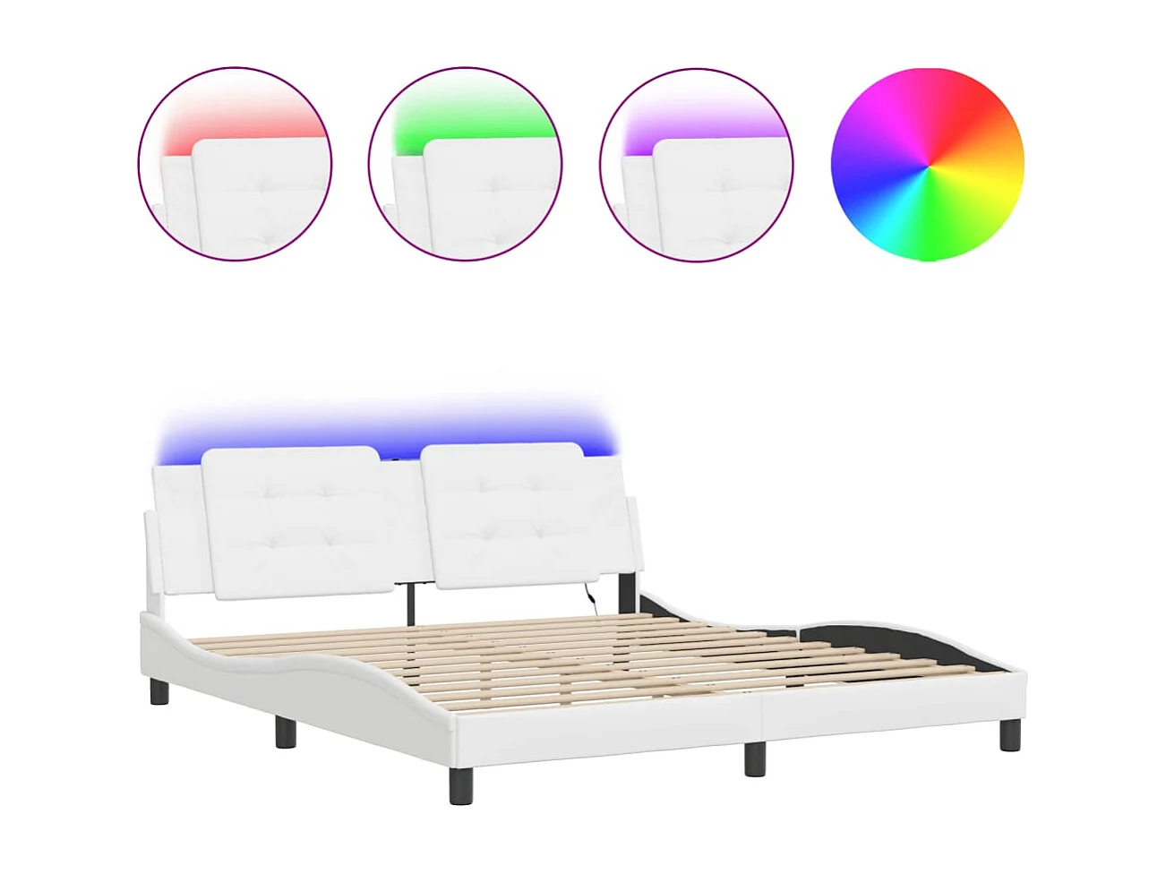 Bettgestell mit LED ohne Matratze weiß 180x200 cm