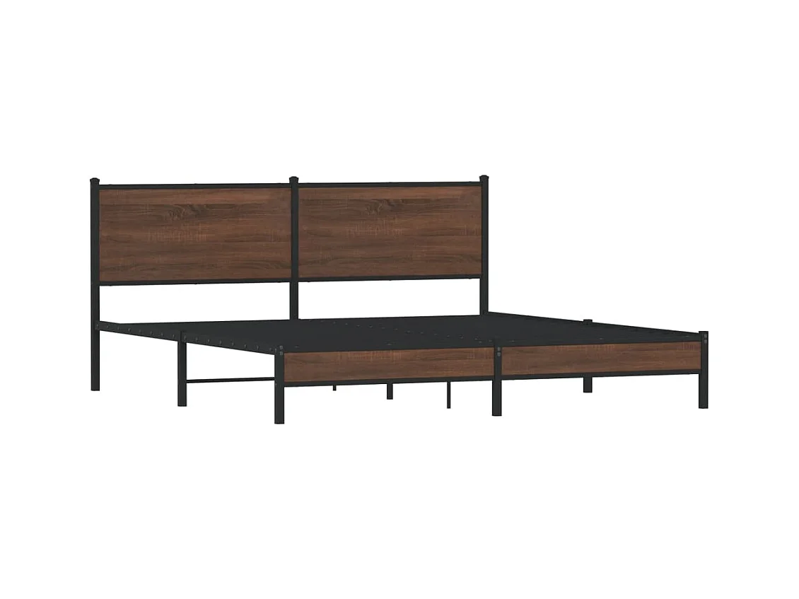 Estructura de cama de metal sin colchón roble marrón 180x200 cm