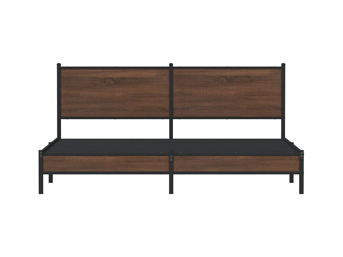 Estructura de cama de metal sin colchón roble marrón 180x200 cm