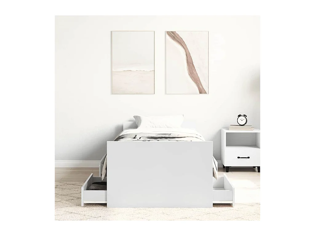 Cadre de lit sans matelas blanc 90x190 cm