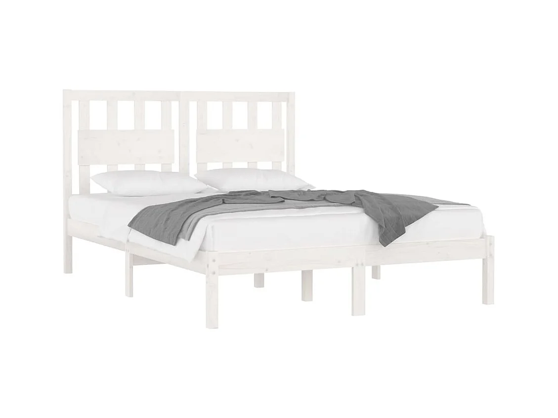 Bedframe zonder matras wit massief hout 200x200 cm