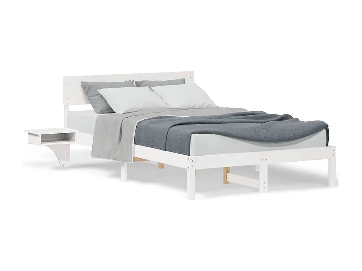 Estructura de cama con mesitas de noche Madera maciza de pino blanco