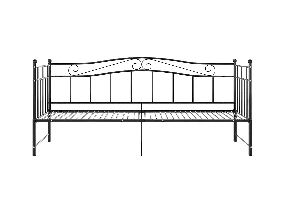 Uitschuifbaar slaapbankframe zonder matras, zwart metaal, 90x200cm