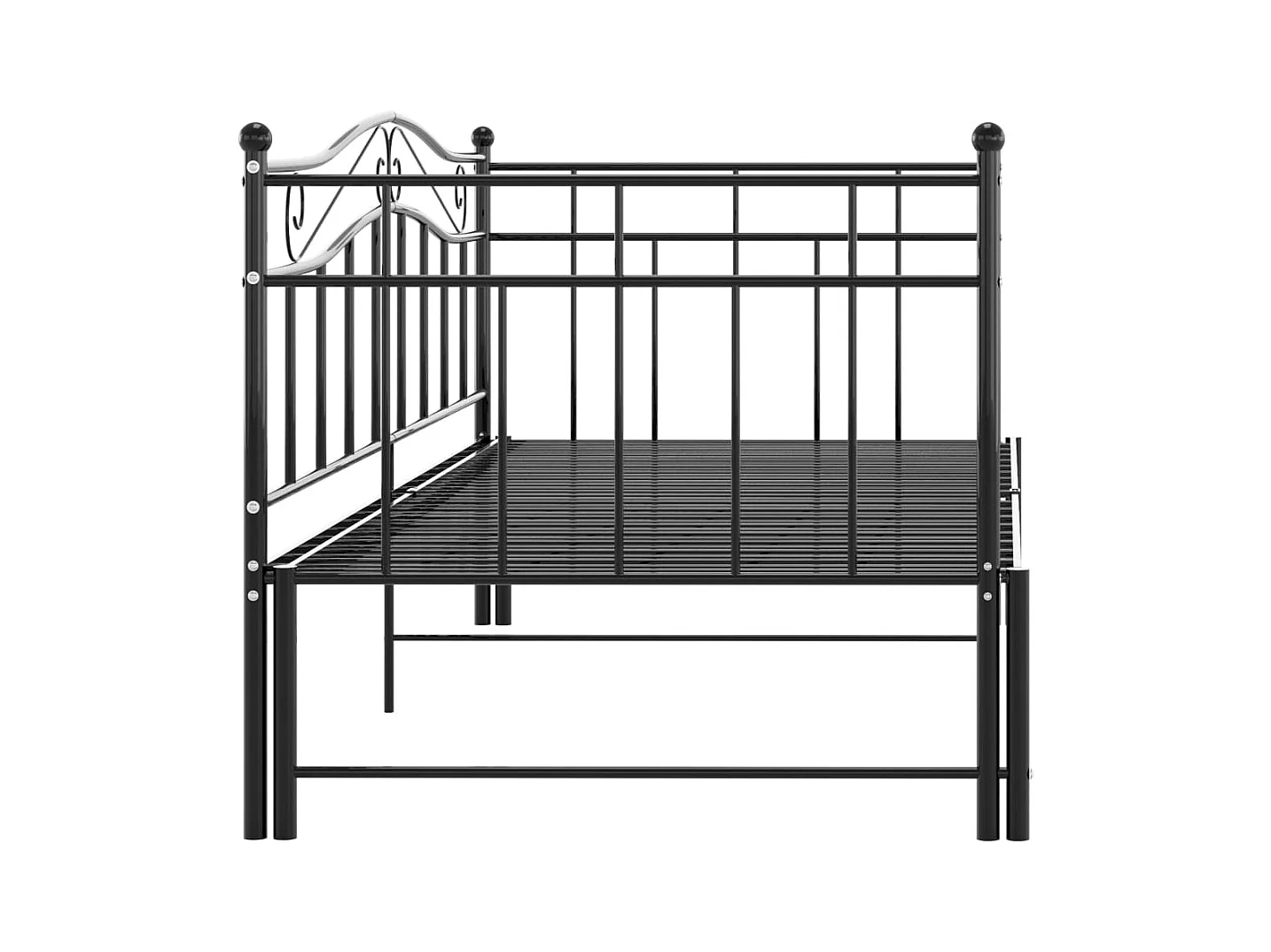 Uitschuifbaar slaapbankframe zonder matras, zwart metaal, 90x200cm