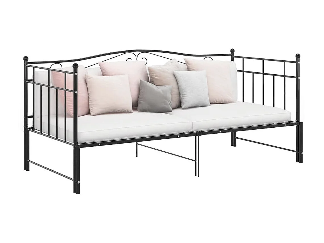 Estructura de sofá cama extensible sin colchón de metal negro 90x200cm