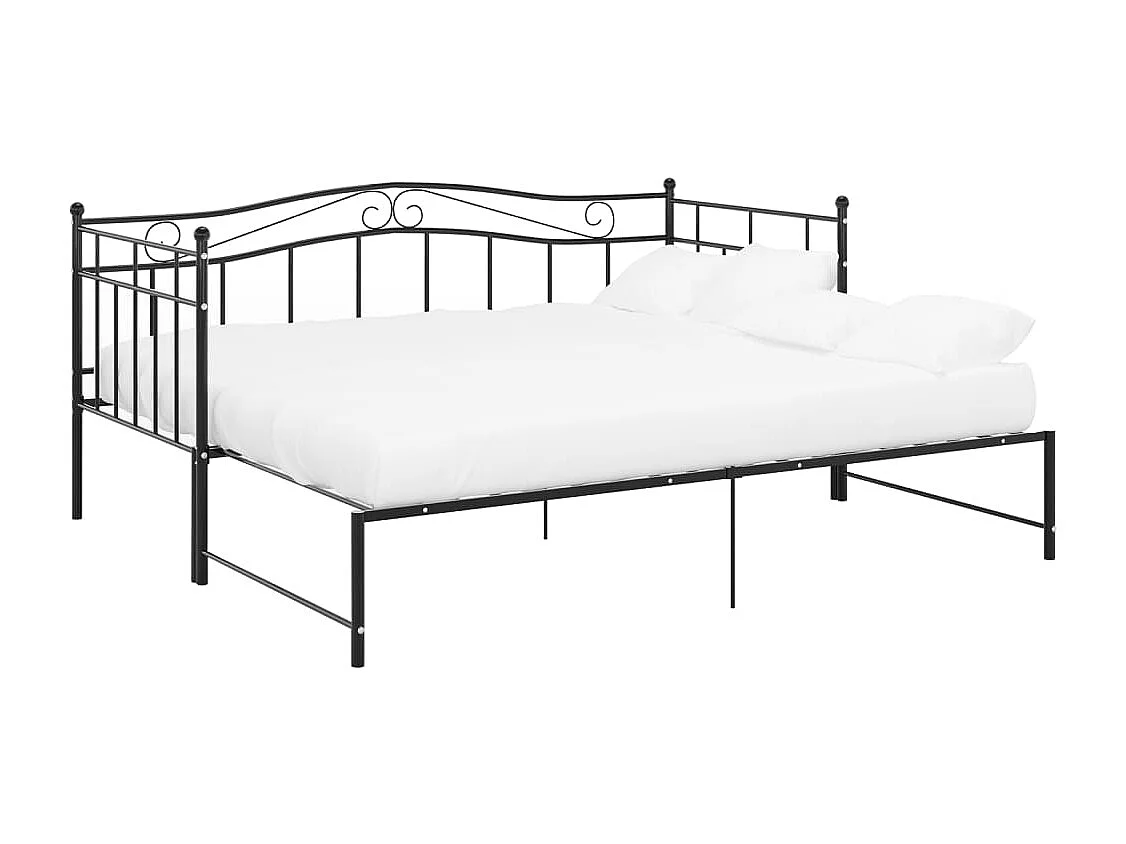 Estructura de sofá cama extensible sin colchón de metal negro 90x200cm