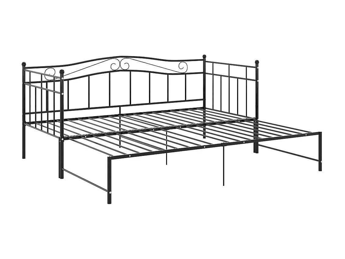 Estructura de sofá cama extensible sin colchón de metal negro 90x200cm
