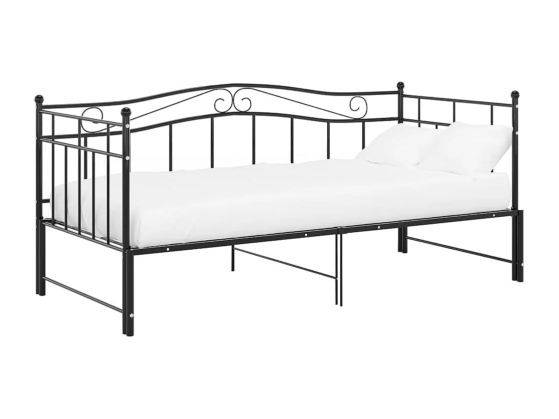 Estructura de sofá cama extensible sin colchón de metal negro 90x200cm