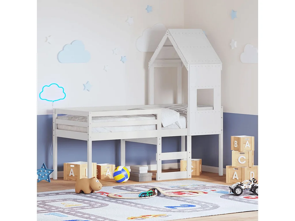 Hoogslaper zonder matras wit 75x190 cm massief grenenhout