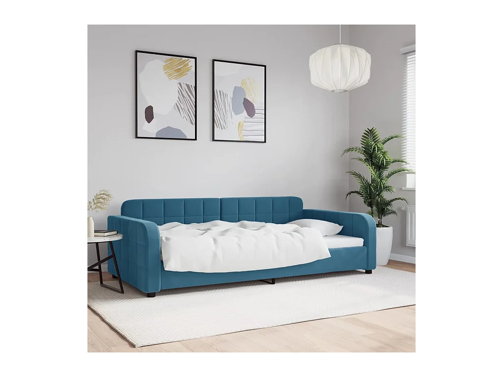 Divano letto senza materasso blu 100x200 cm velluto