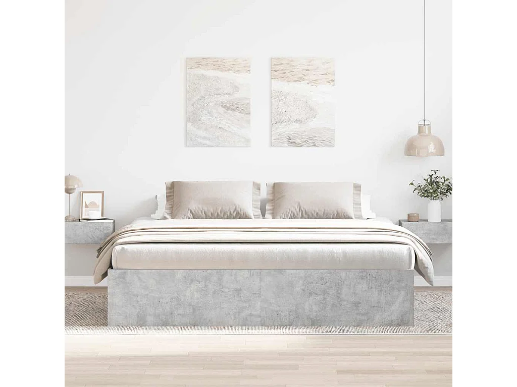 Cadre de lit sans matelas gris béton 180x200 cm