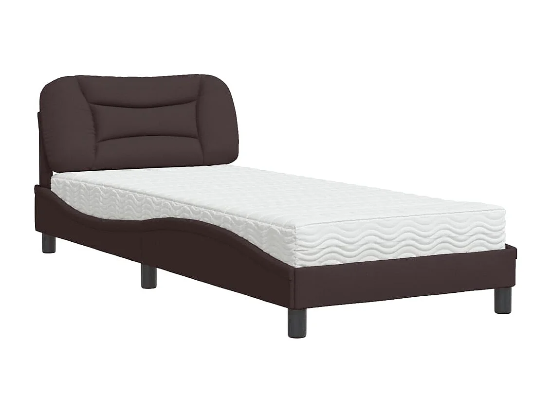 Bed met donkerbruine matras 90x200 cm stof