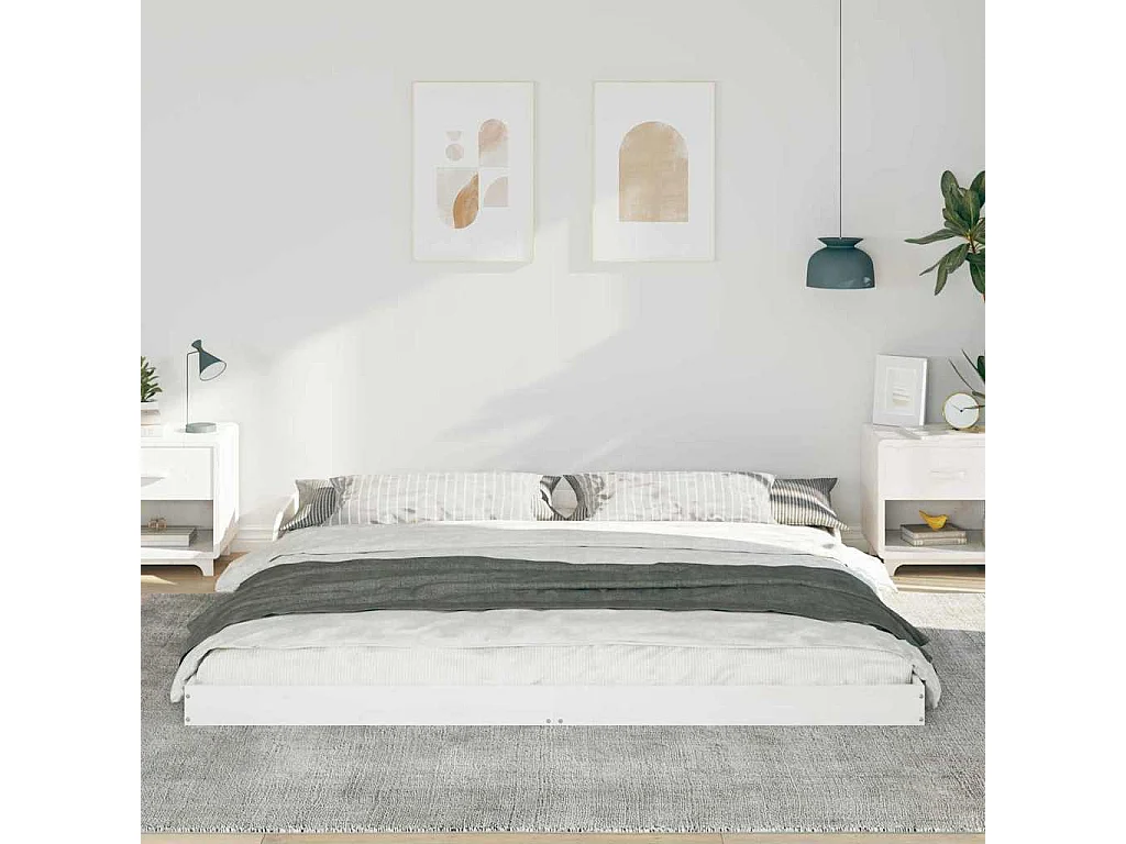 Cadre de lit Blanc 180 x 200 cm Bois massif en pin