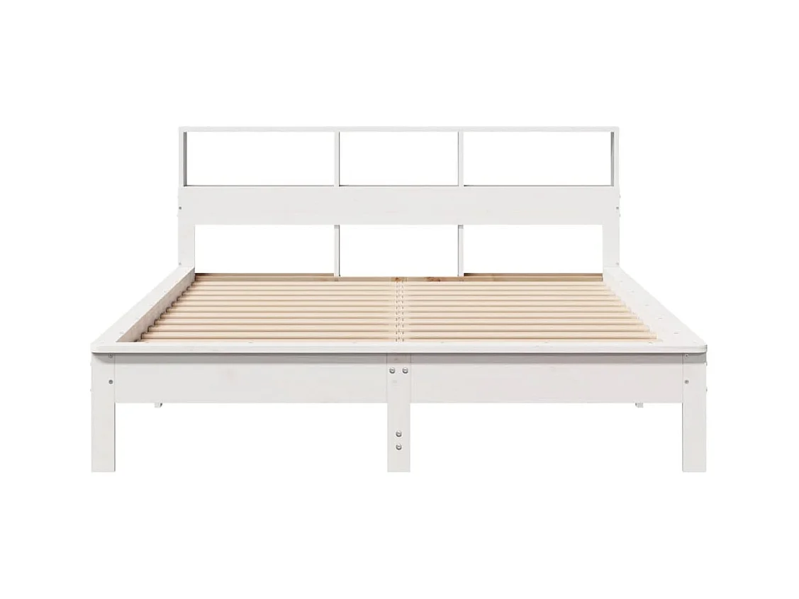 Estructura de cama sin colchón blanca 140x200 cm madera maciza de pino