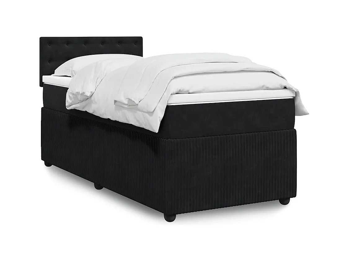 Rete a doghe con materasso Nero 90x190 cm Velluto