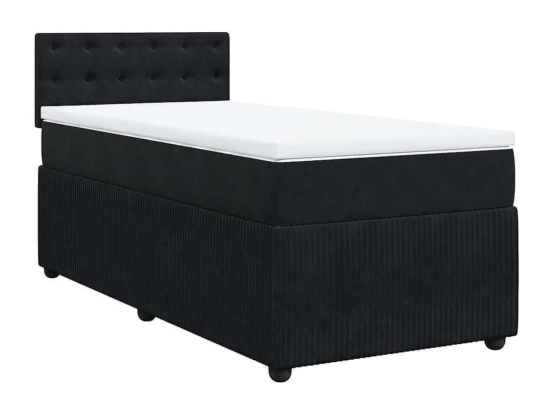 Sommier à lattes de lit avec matelas Noir 90x190 cm Velours