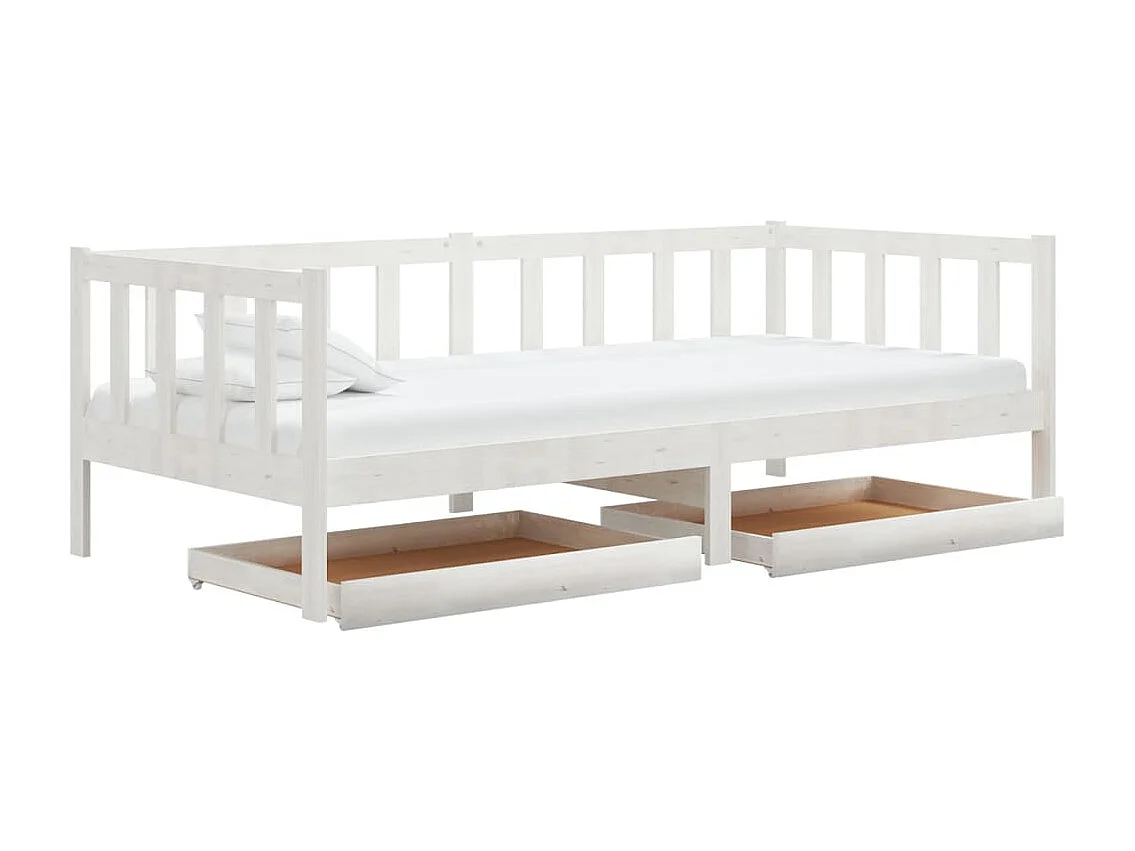 Lit de jour sans matelas avec tiroirs 90x200 cm blanc