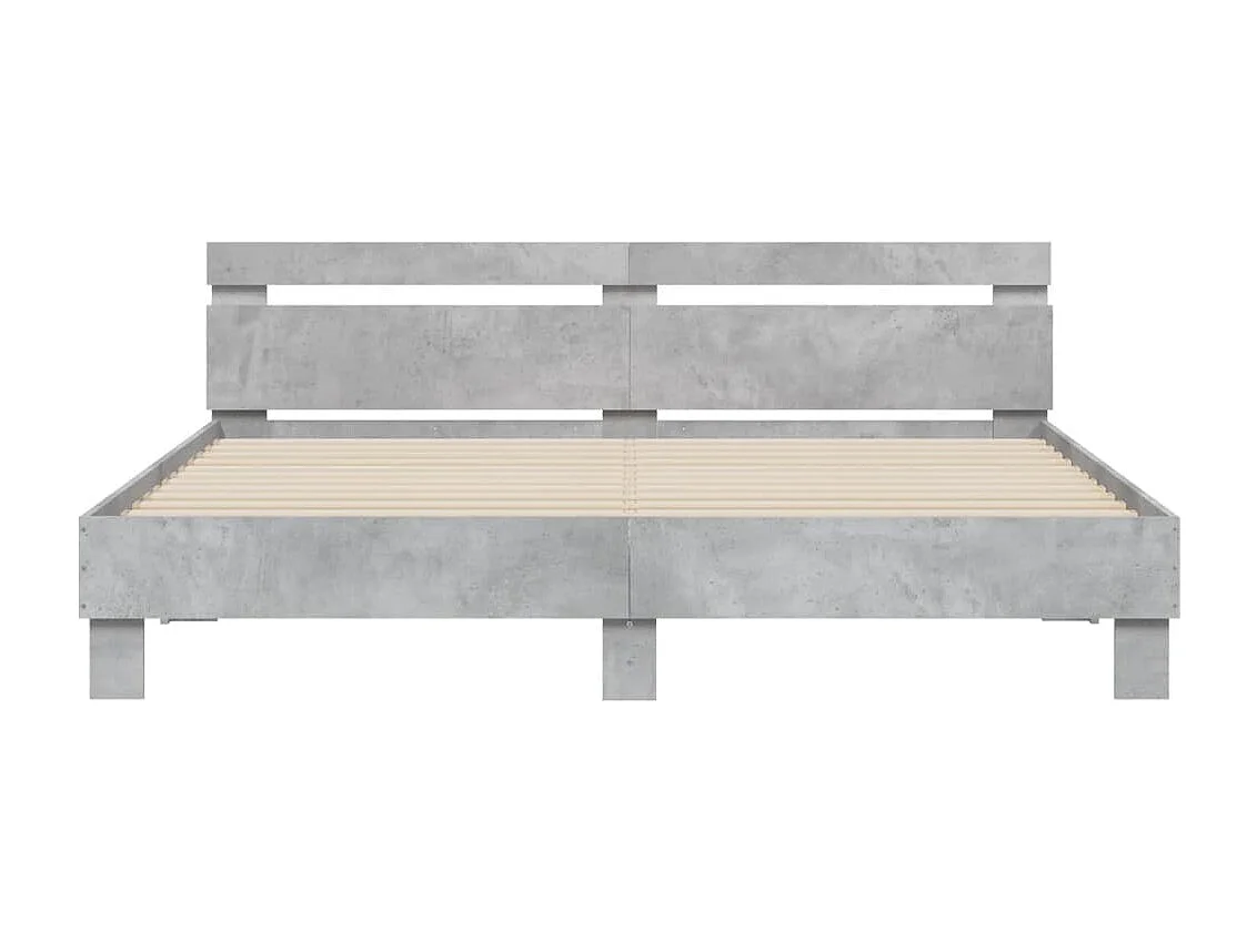 Estructura de cama con LED sin colchón gris hormigón 200x200 cm