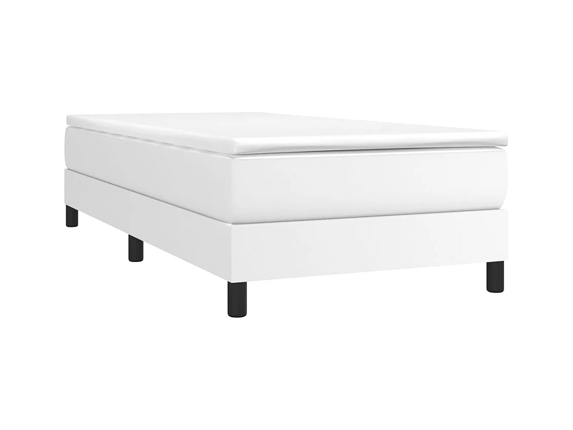 Sommier à lattes de lit avec matelas Blanc 100x200cm Similicuir