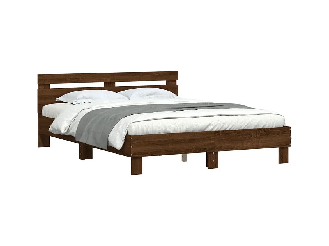 Estructura de cama sin colchón roble marrón 150x200 cm