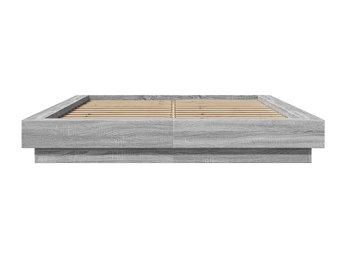 Bettgestell und LED-Leuchten ohne Matratze Sonoma grau 140x200cm