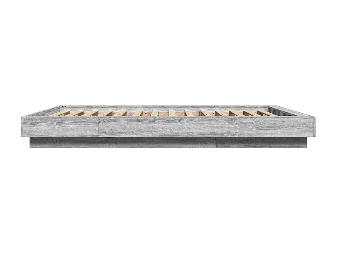 Bettgestell und LED-Leuchten ohne Matratze Sonoma grau 140x200cm