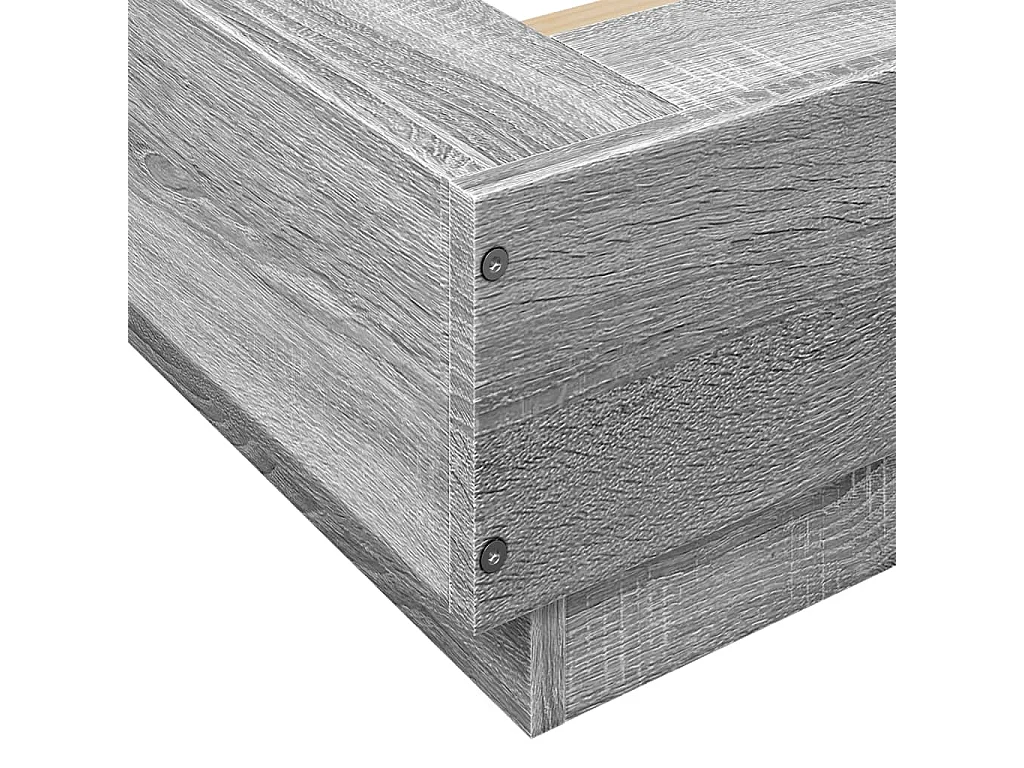 Bettgestell und LED-Leuchten ohne Matratze Sonoma grau 140x200cm