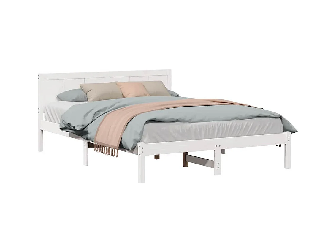 Wit bedframe 160 x 200 cm Massief grenenhout