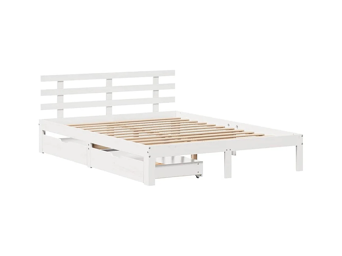 Bettgestell mit Schubladen ohne Matratze weiß 120x200 cm