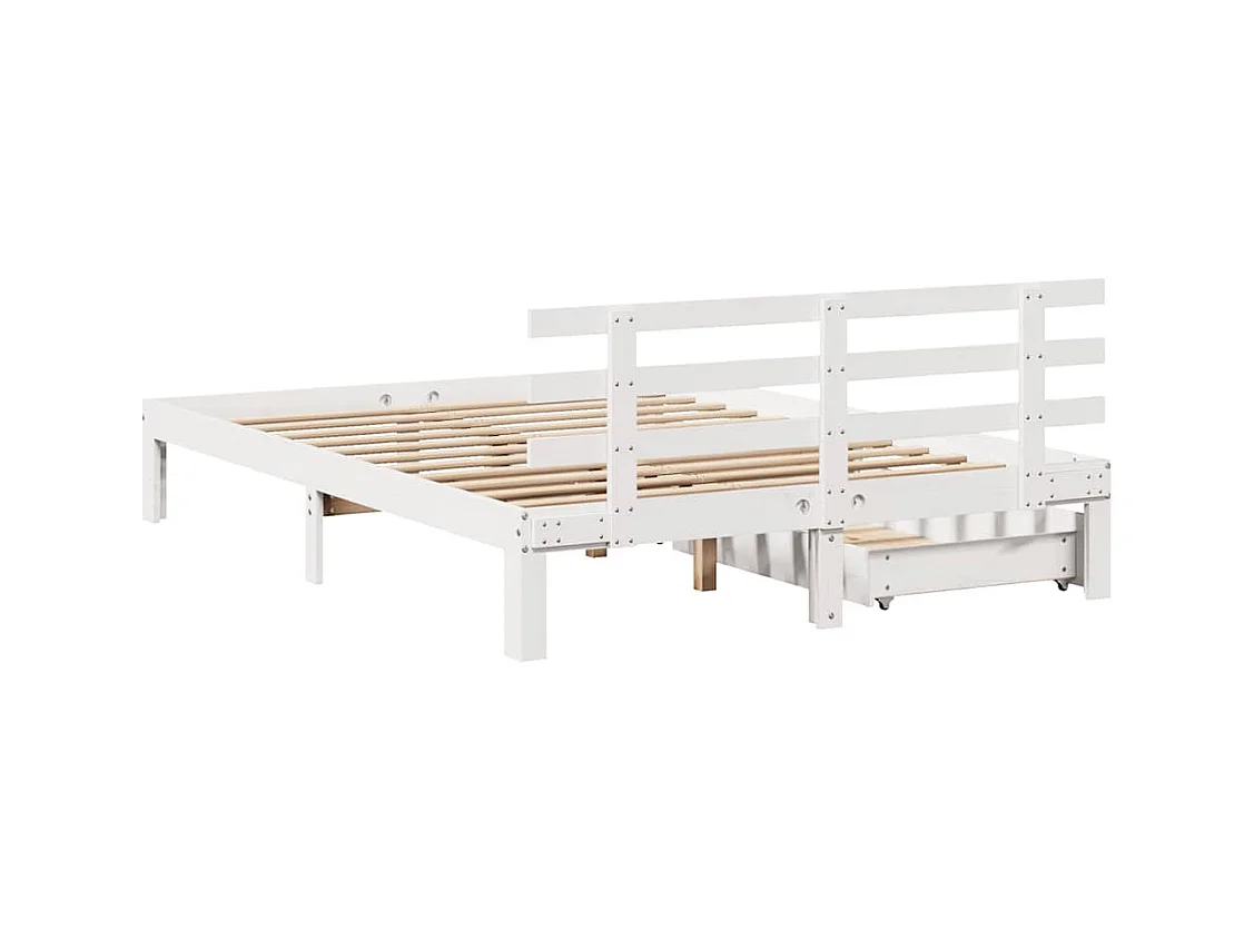 Bettgestell mit Schubladen ohne Matratze weiß 120x200 cm